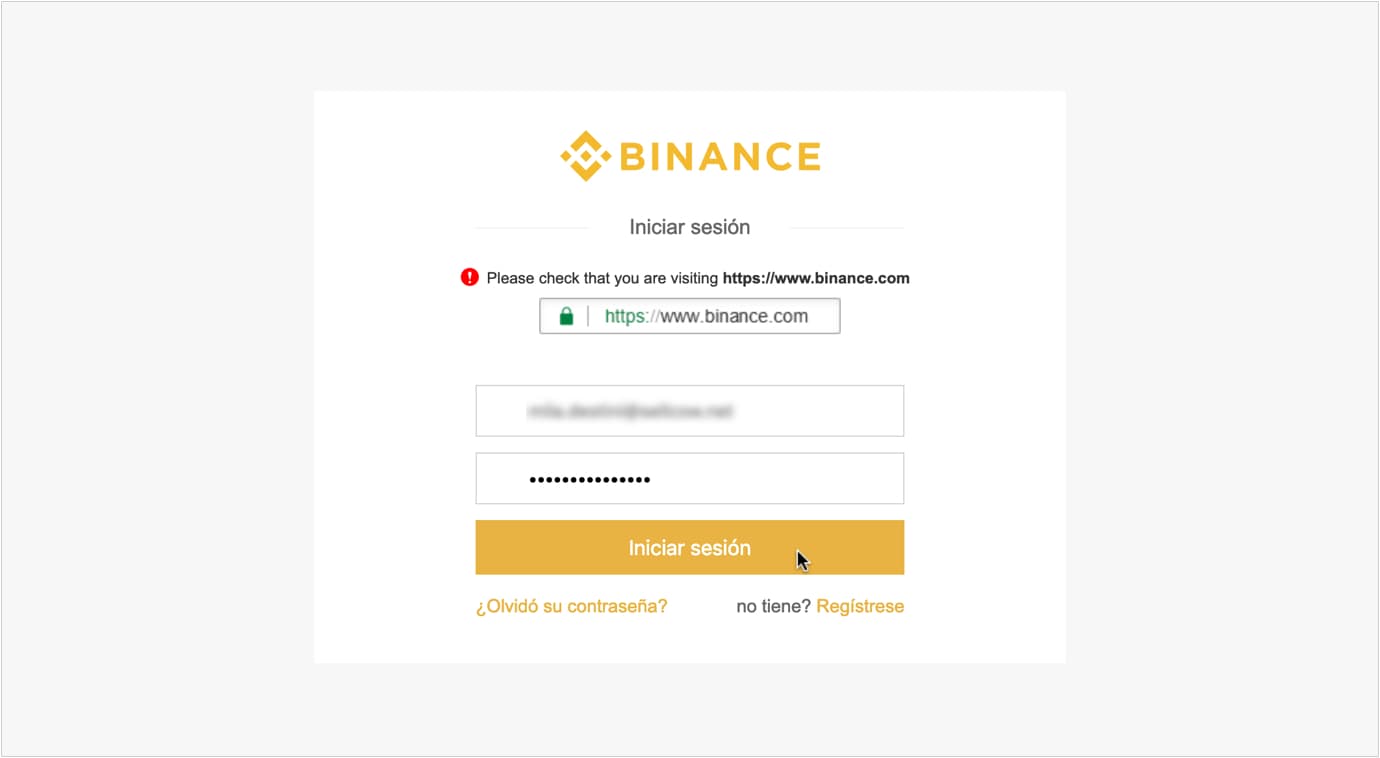 Segundo paso iniciar sesión en Binance.